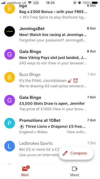 Matched betting email reloads