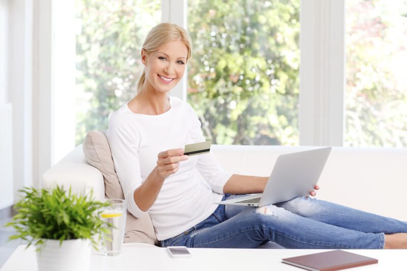 woman with bank card