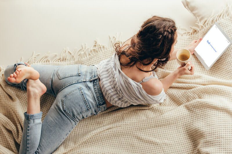 Woman using the Monese app on tablet