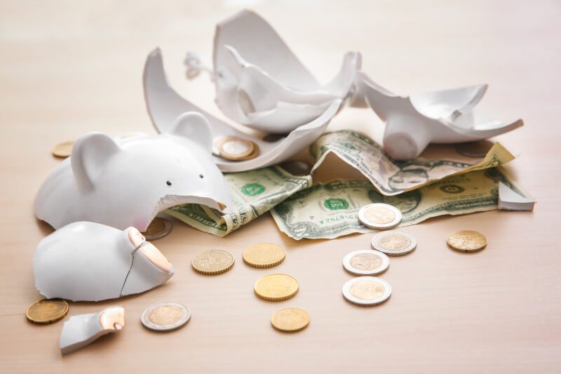 Broken piggy bank