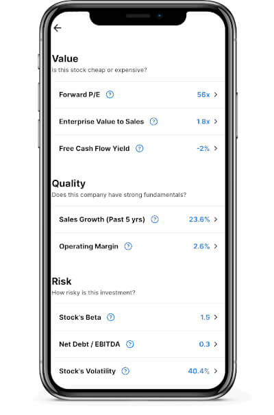 Researching stocks on Finimize