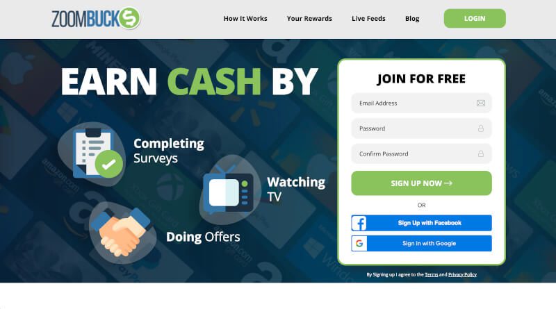 Zoombucks homepage